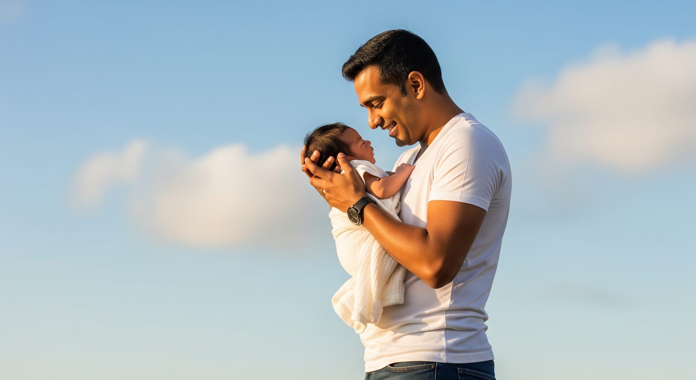Image of a father and baby